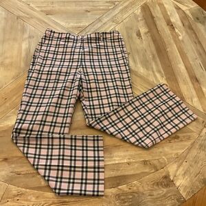 Weekend Max Mara Pink Plaid Wool Blend Straight Leg Pants‎